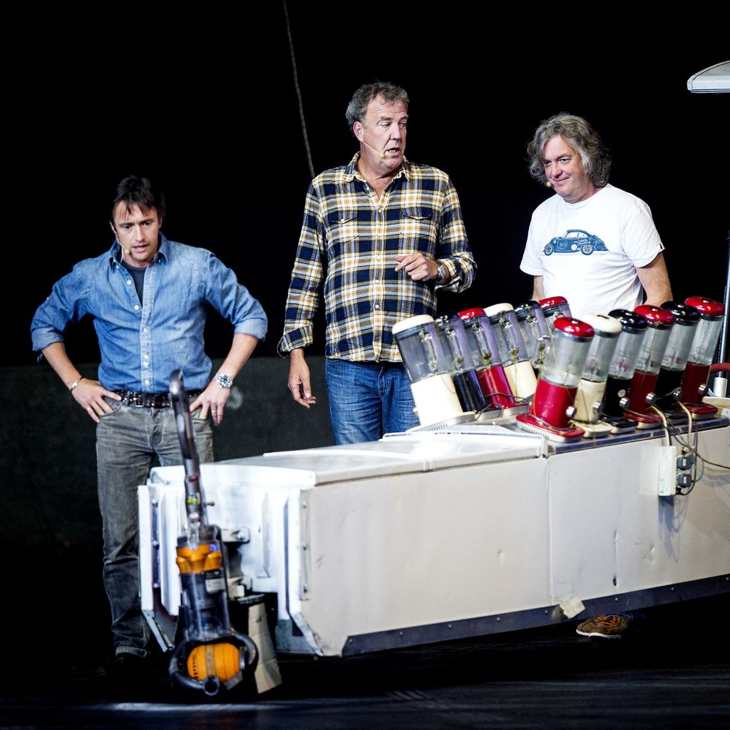 Richard Hammond, Jeremy Clarkson und James May proben für "Top Gear Live" im Ziggo Dome in Amsterdam