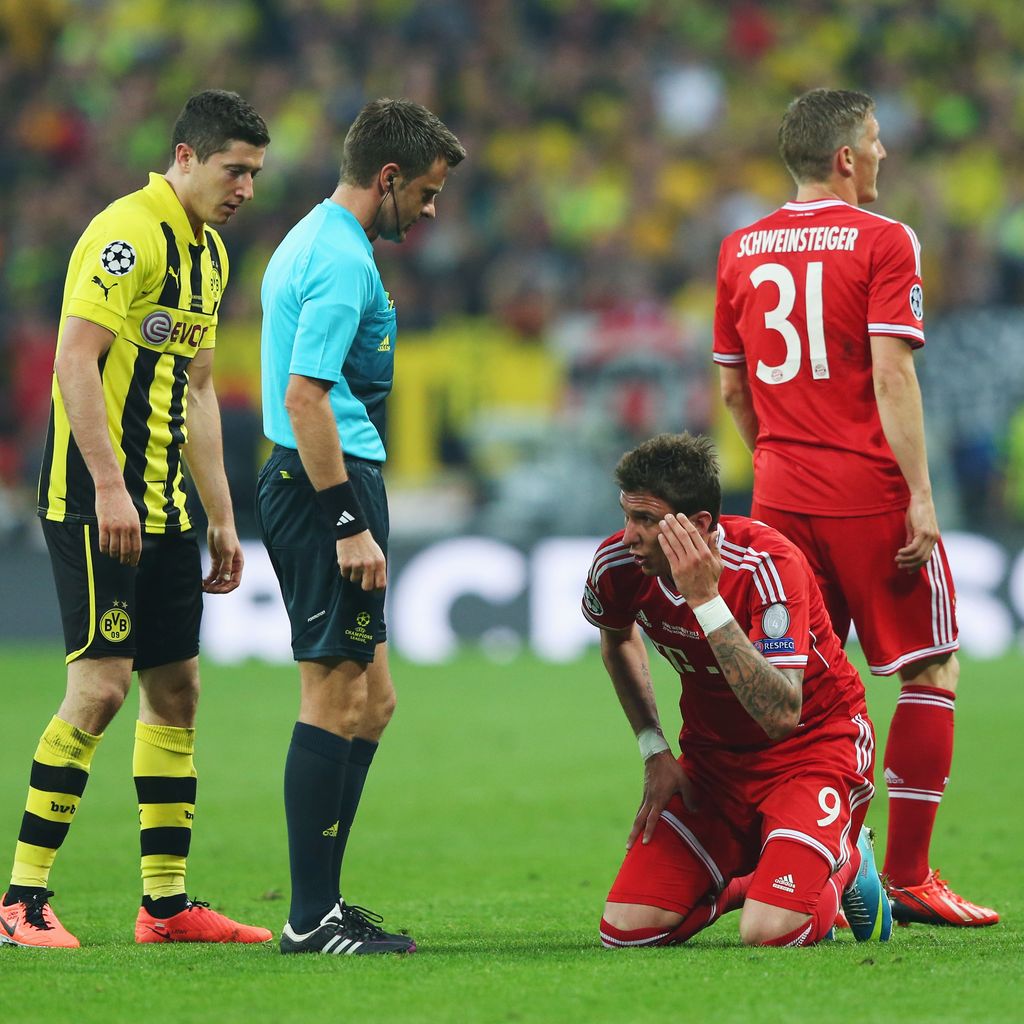 Robert Lewandowski, Mario Mandžukić und Bastian Schweinsteiger im CL-Finale, 2013