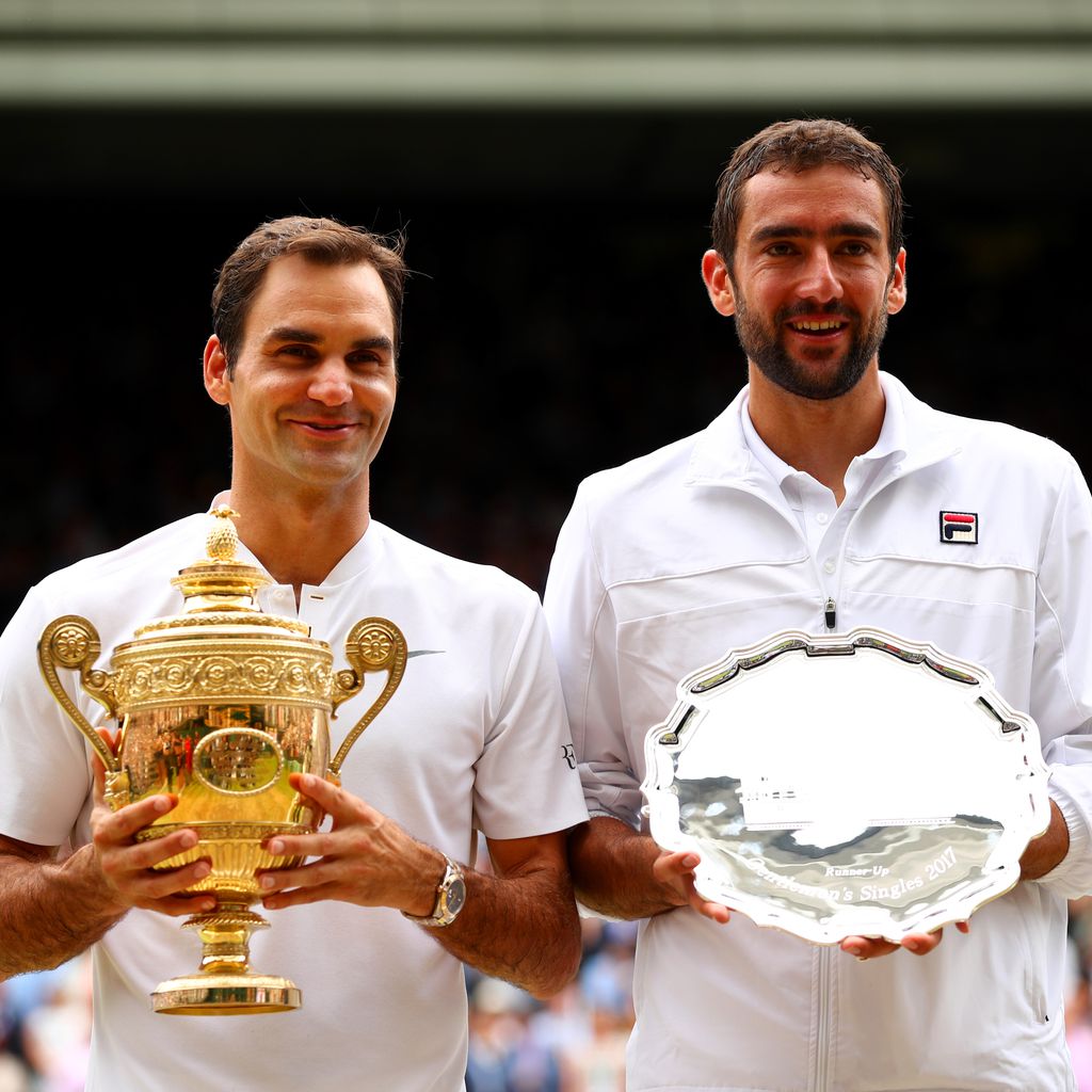 Roger Federer und Marin Cilic nach dem Final-Match in Wimbledon