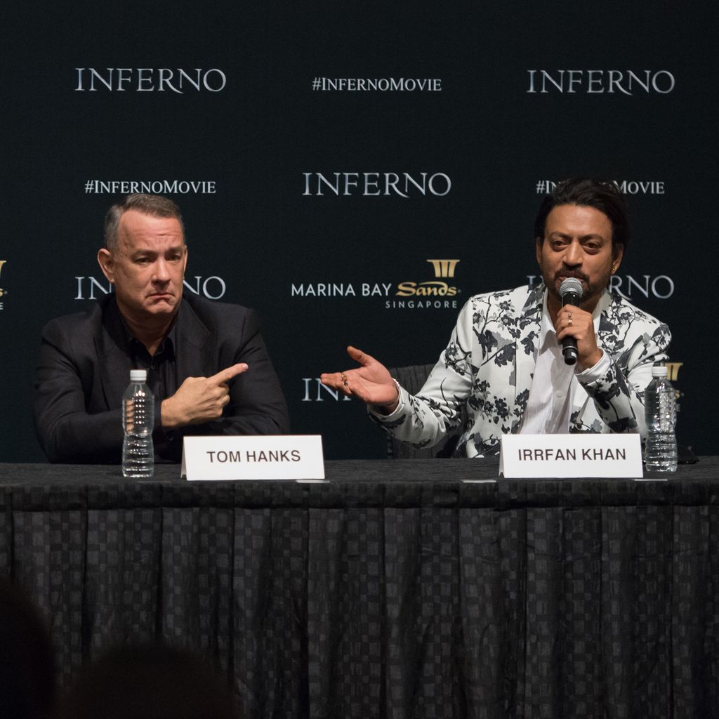 Ron Howard, Tom Hanks und Irrfan Khan im Juni 2016 in Singapur