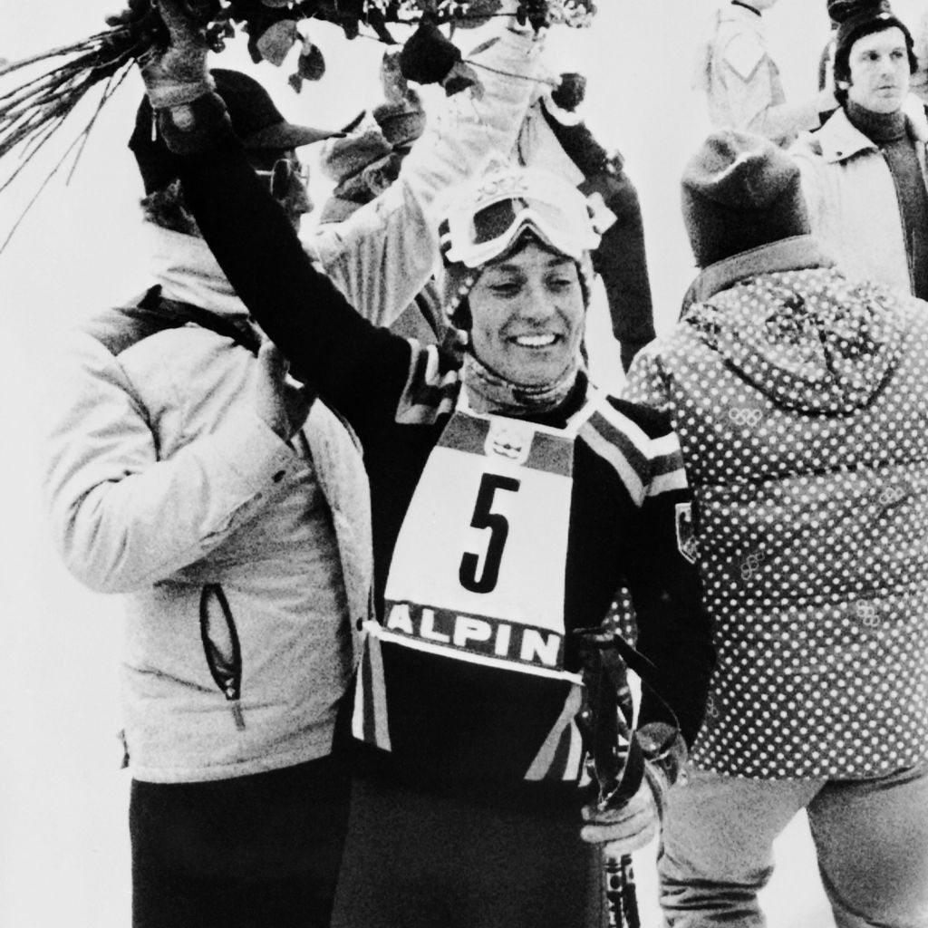 Rosi Mittermaier bei den Olympischen Winterspielen in Innsbruck, 1976
