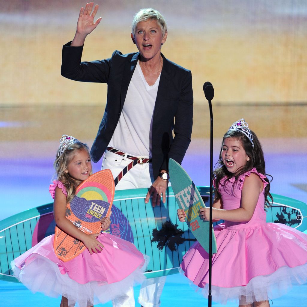 Rosie McClelland, Ellen DeGeneres und Sophia Grace Brownlee, 2012