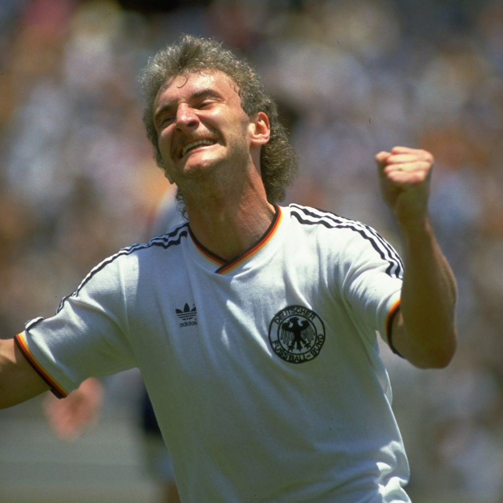 Rudi Völler bei einem WM-Spiel im Juni 1986