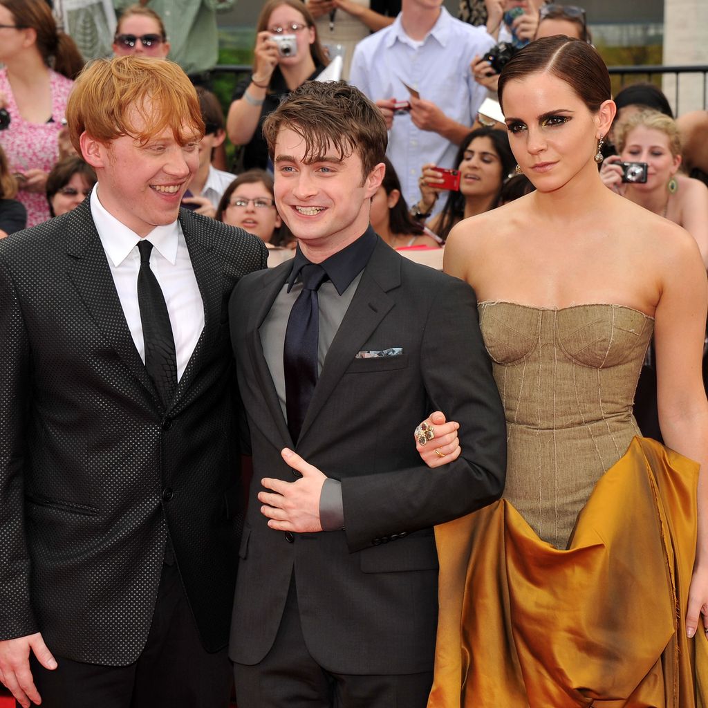Rupert Grint, Daniel Radcliffe und Emma Watson im Juli 2011