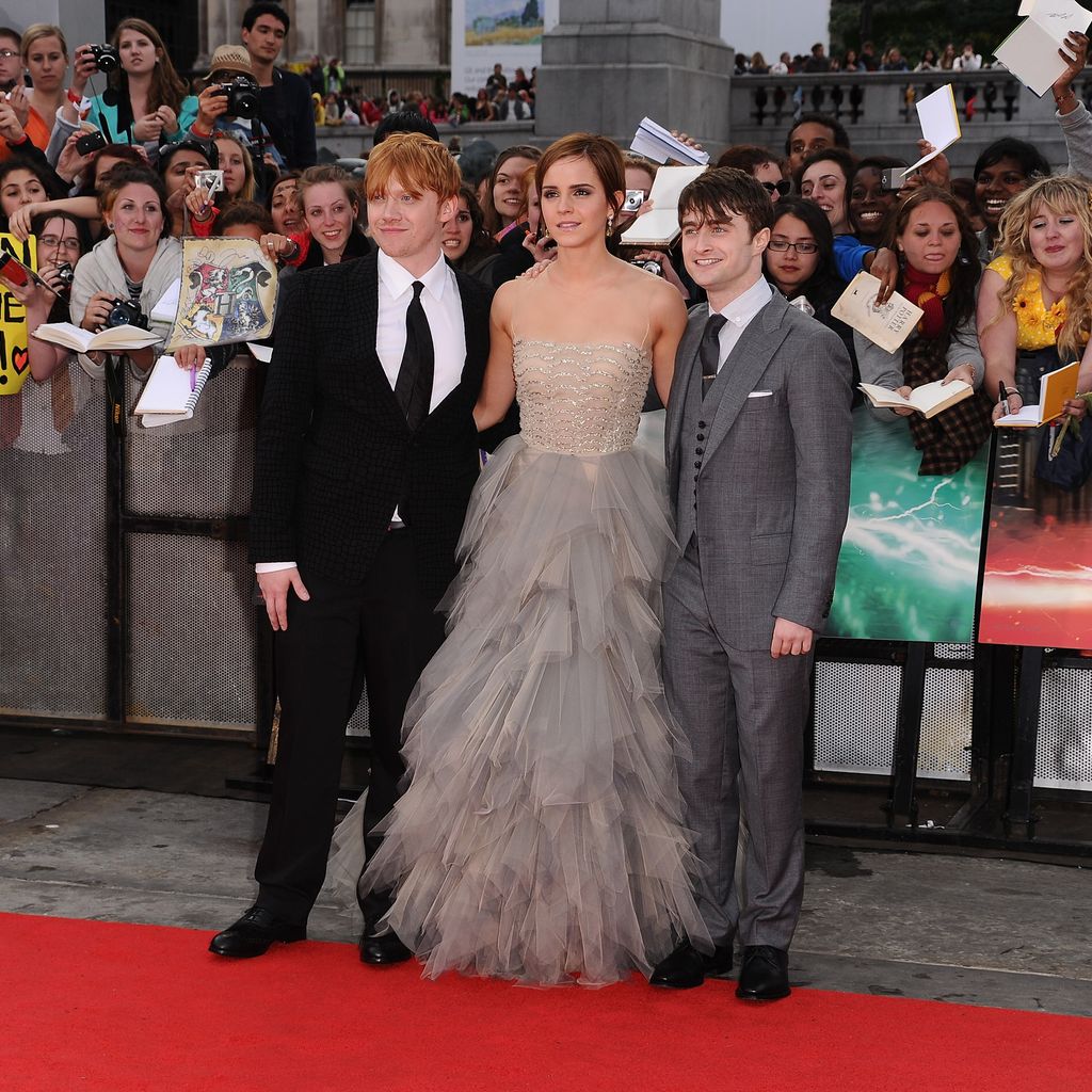 Rupert Grint, Emma Watson und Daniel Radcliffe im Juli 2011