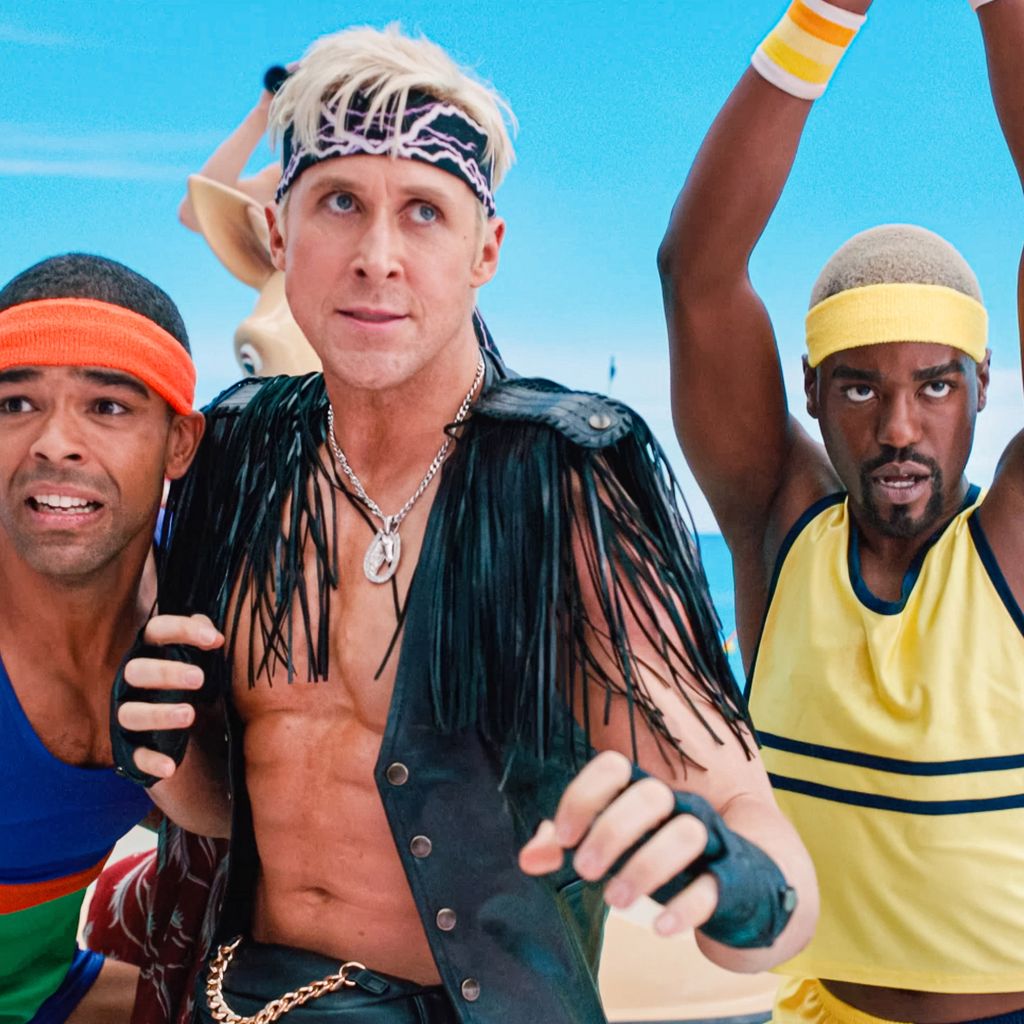 Ryan Gosling (m.) mit Kingsley Ben-Adir und Ncuti Gatwa in "Barbie"