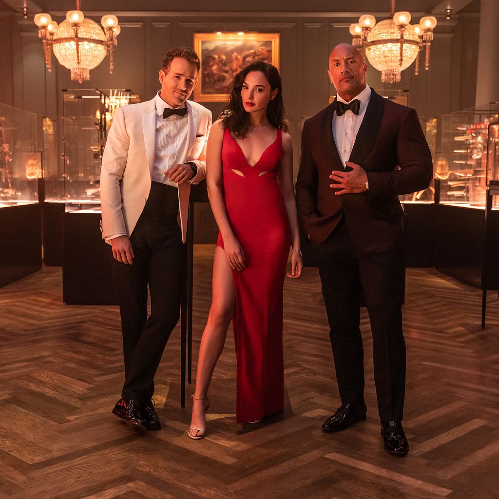 Ryan Reynolds, Gal Gadot und Dwayne Johnson in "Red Notice"