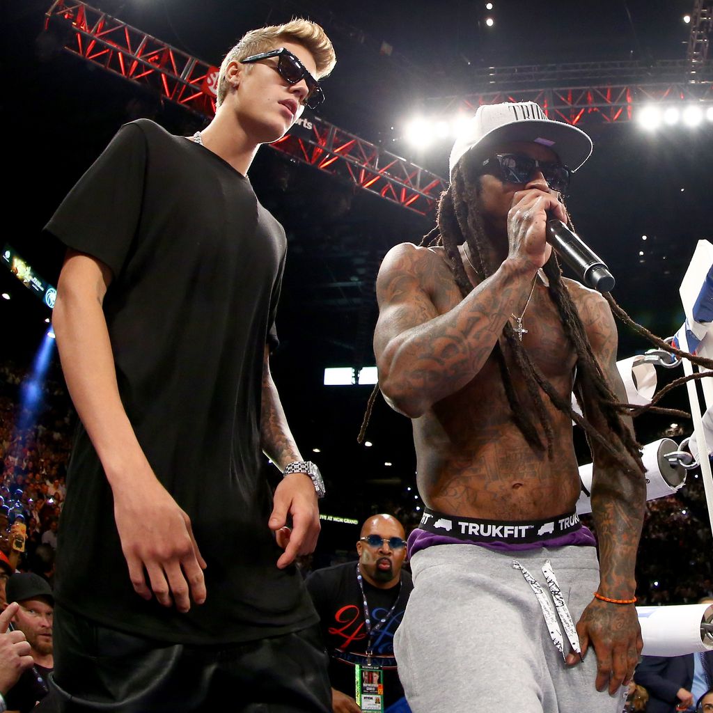 Justin Bieber und Lil Wayne bei einem Boxkampf