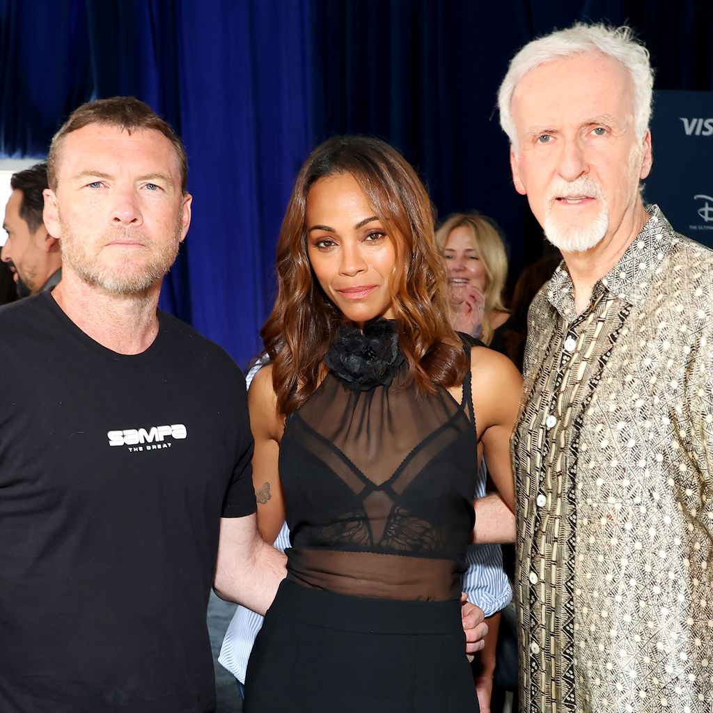 Sam Worthington, Zoe Saldana und James Cameron, August 2024