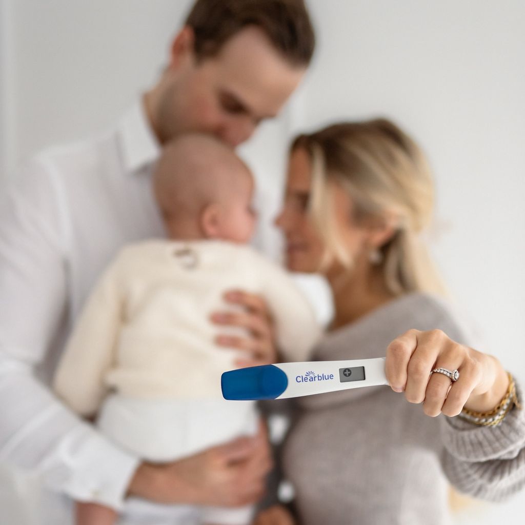 Sarah Franssen, ihr Partner Henri und ihre Tochter Cleo Amalia, Dezember 2025