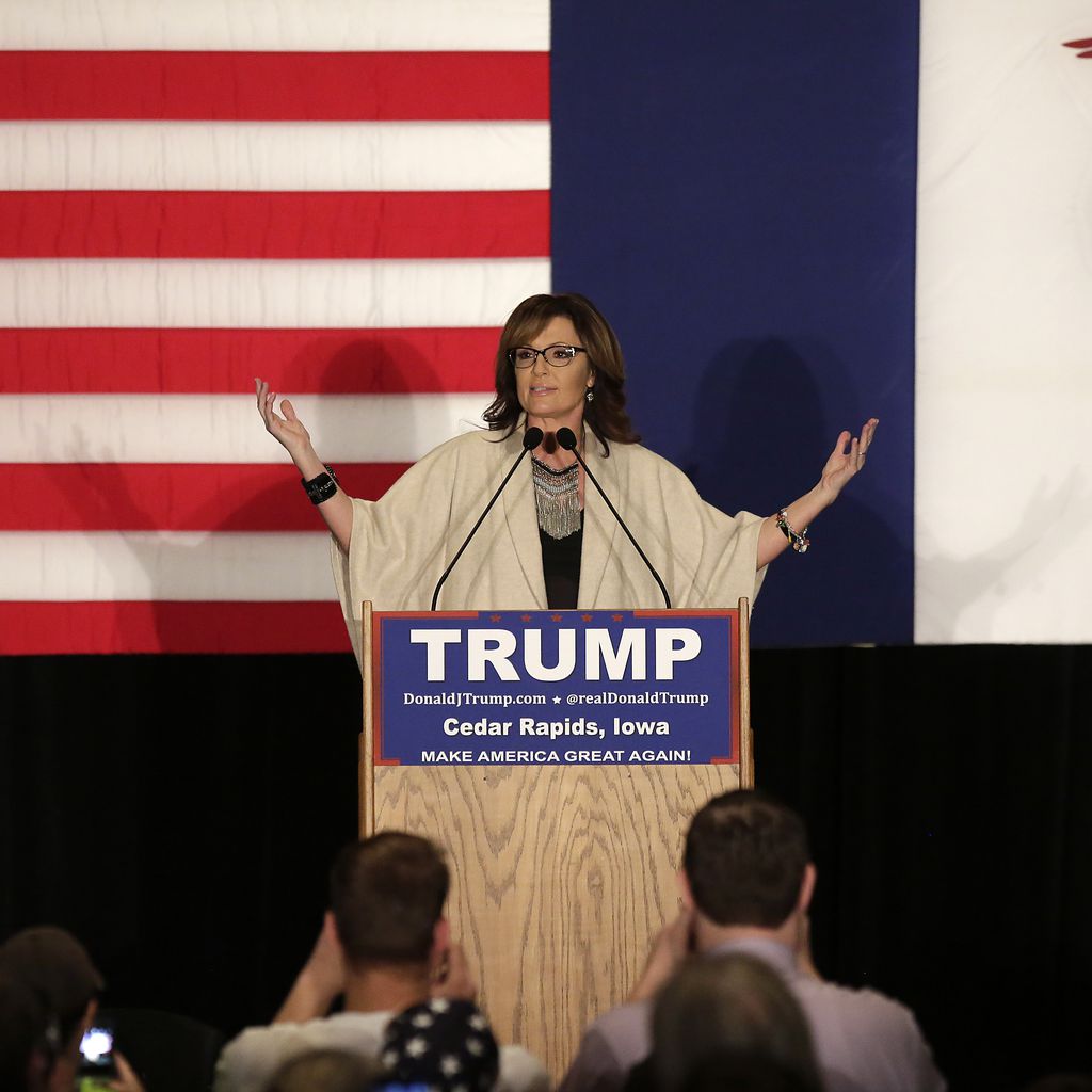 Sarah Palin bei einer Kampagne in Cedar Rapids im Februar 2016