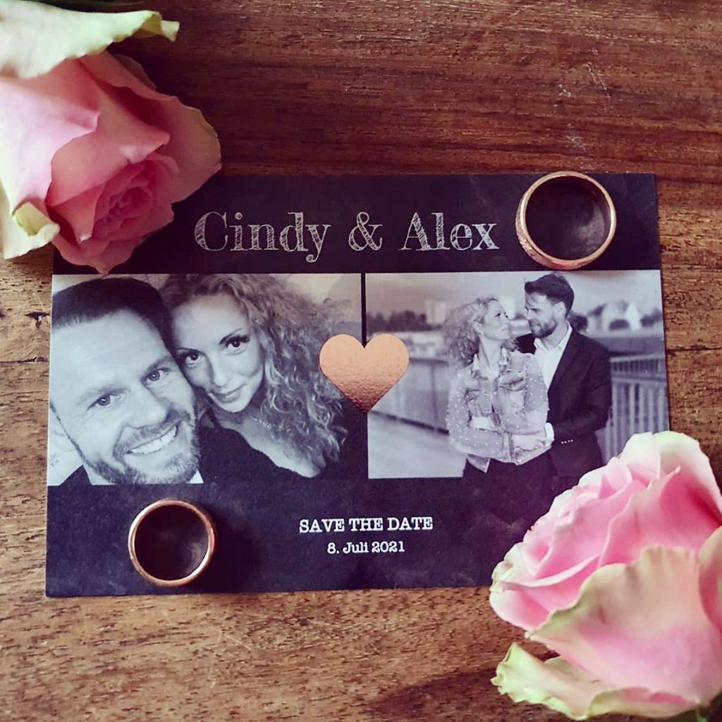 Die "Save the Date"-Karten zur zweiten Hochzeit von Cindy & Alex Hadeb