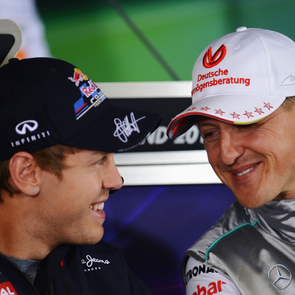 Sebastian Vettel und Michael Schumacher beim Hockenheimring, Juli 2012