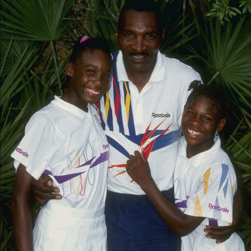 Serena Williams mit ihrem Vater Richard und ihrer Schwester Venus im Jahr 1992