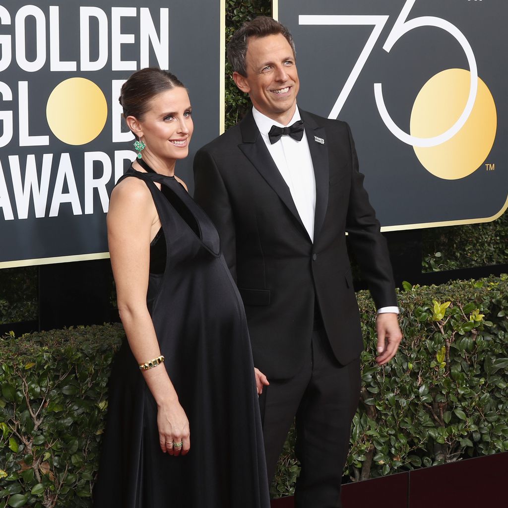 Seth Meyers und seine schwangere Frau Alexi Ashe bei den Golden Globes