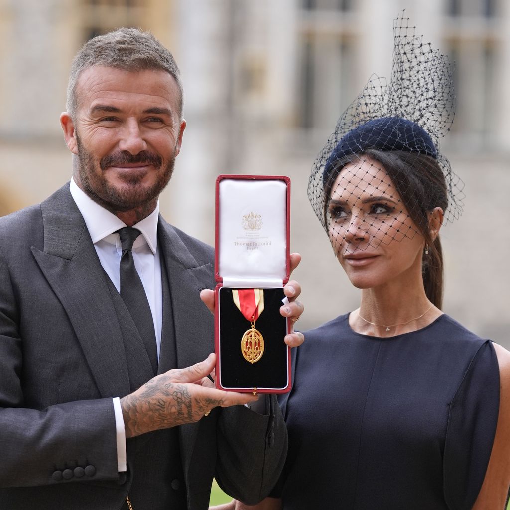 Sir David Beckham mit Lady Victoria nach der Verleihung zum Knight Bachelor auf Schloss Windsor, November 2025