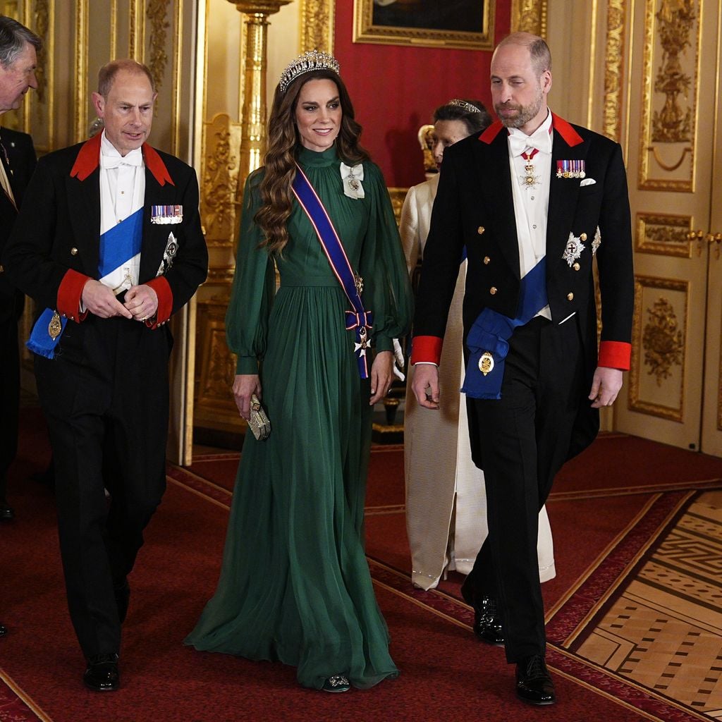 Sir Timothy Lawrence, Edward, Duke of Edinburgh, Catherine, Princess of Wales und Prince William beim Staatsbankett auf Schloss Windsor