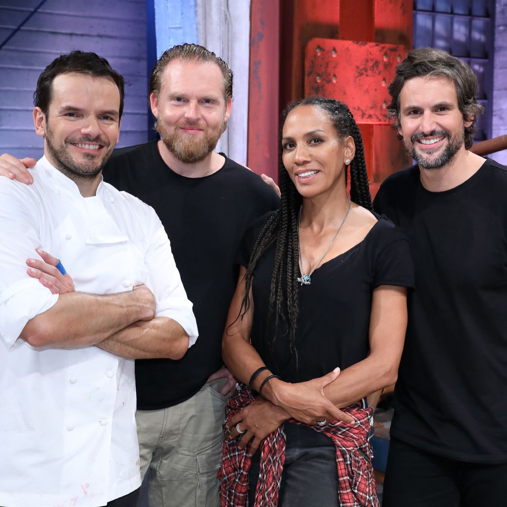 Steffen Henssler, Axel Stein, Barbara Becker und Tom Beck bei "Grill den Henssler"