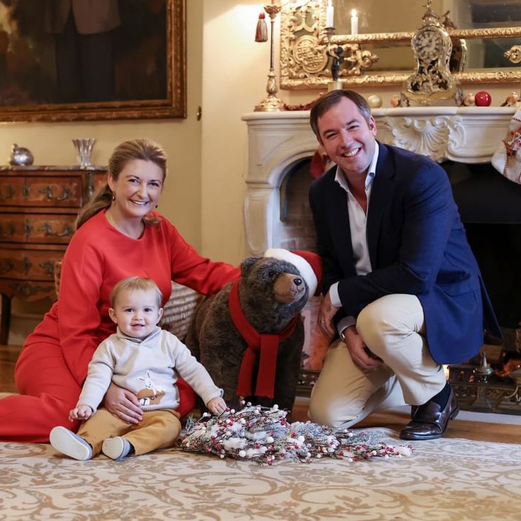 Stéphanie, Charles und Guillaume von Luxemburg im Dezember 2021