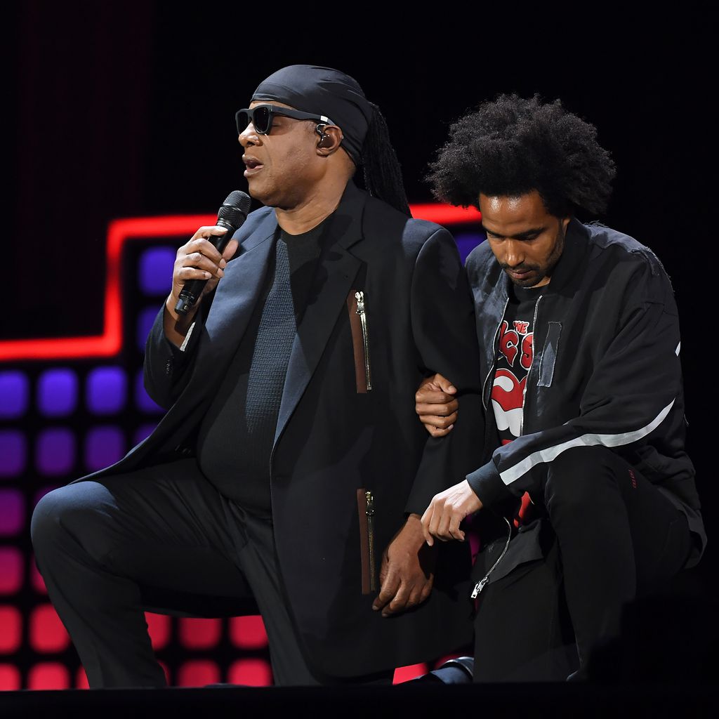 Stevie Wonder und Kwame Morris beim "Global Citizen Festival"