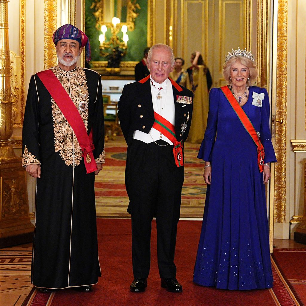 Sultan Haitham bin Tarik, König Charles III. und Königin Camilla vor dem Staatsbankett in Windsor