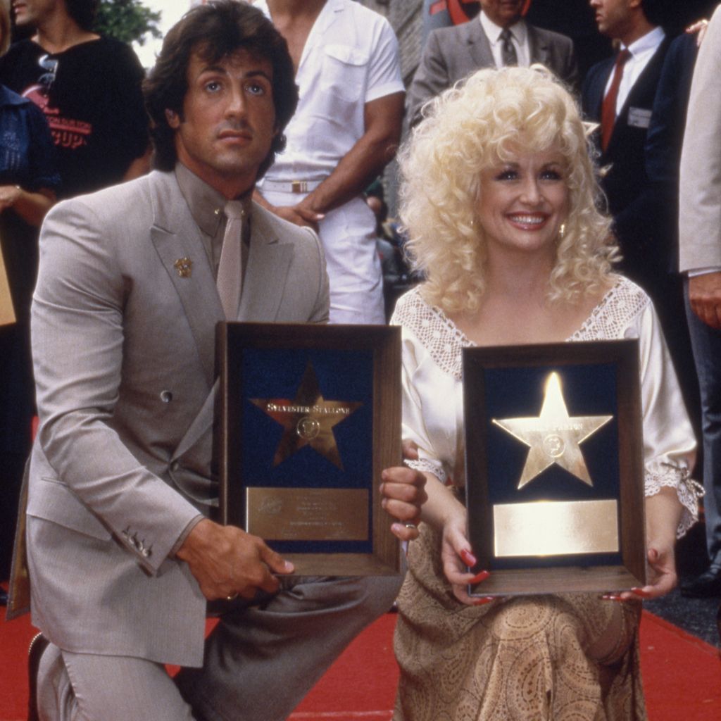 Sylvester Stallone und Dolly Parton auf dem Hollywood Walk of Fame am 14. Juni 1984
