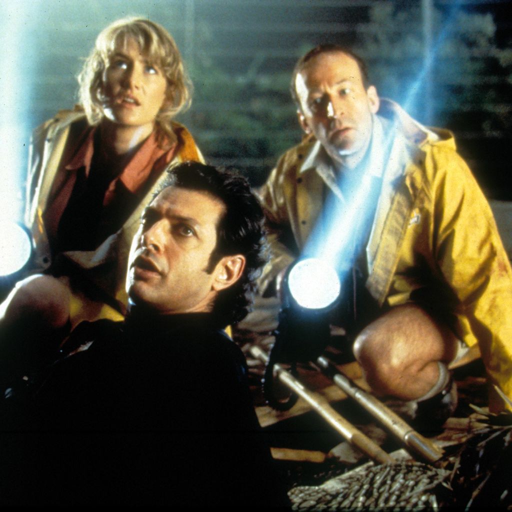 Laura Dern, Jeff Goldblum und Bob Peck in "Jurassic Park"