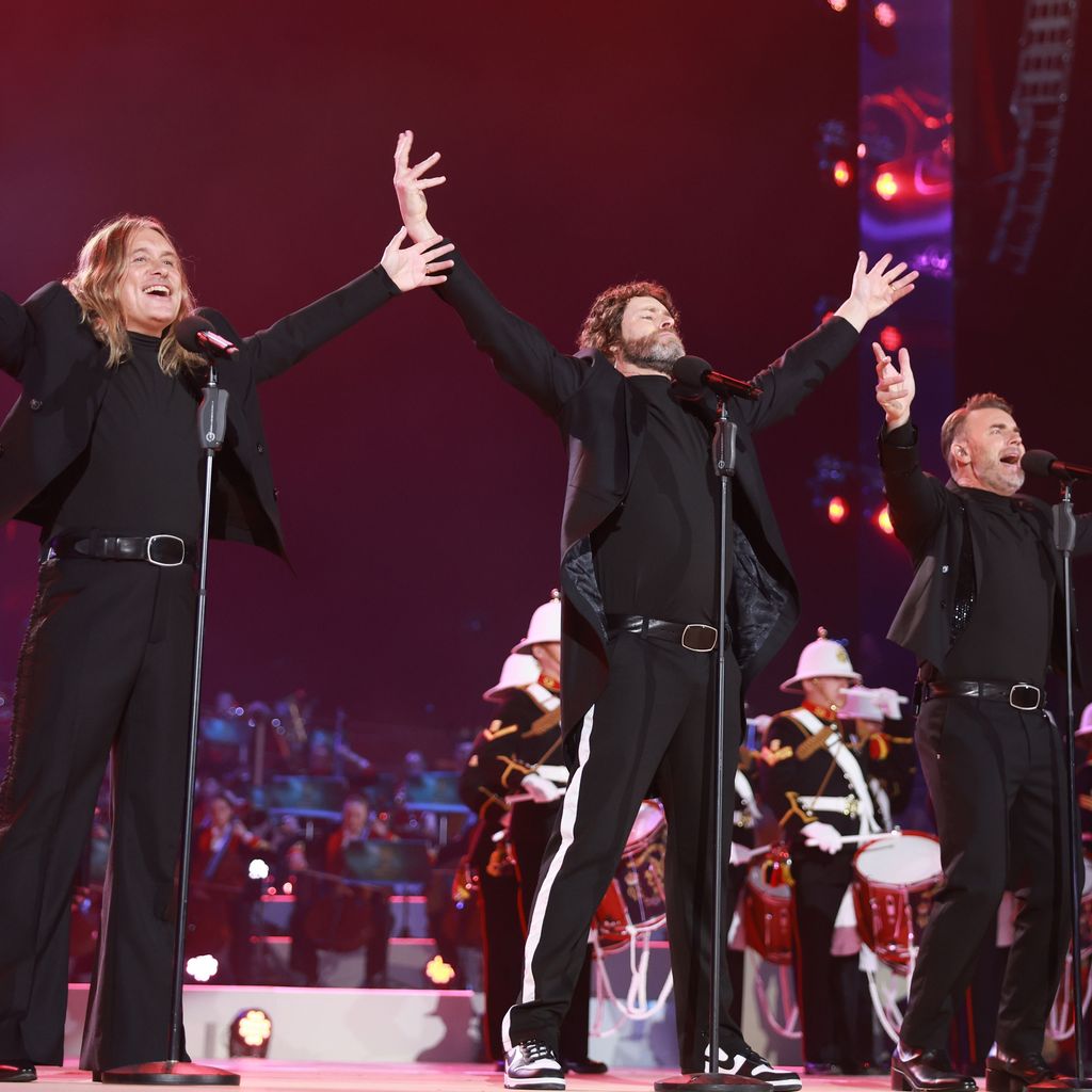 Take That performen bei dem Coronation Konzert in Windsor, England am 07. Mai 2023