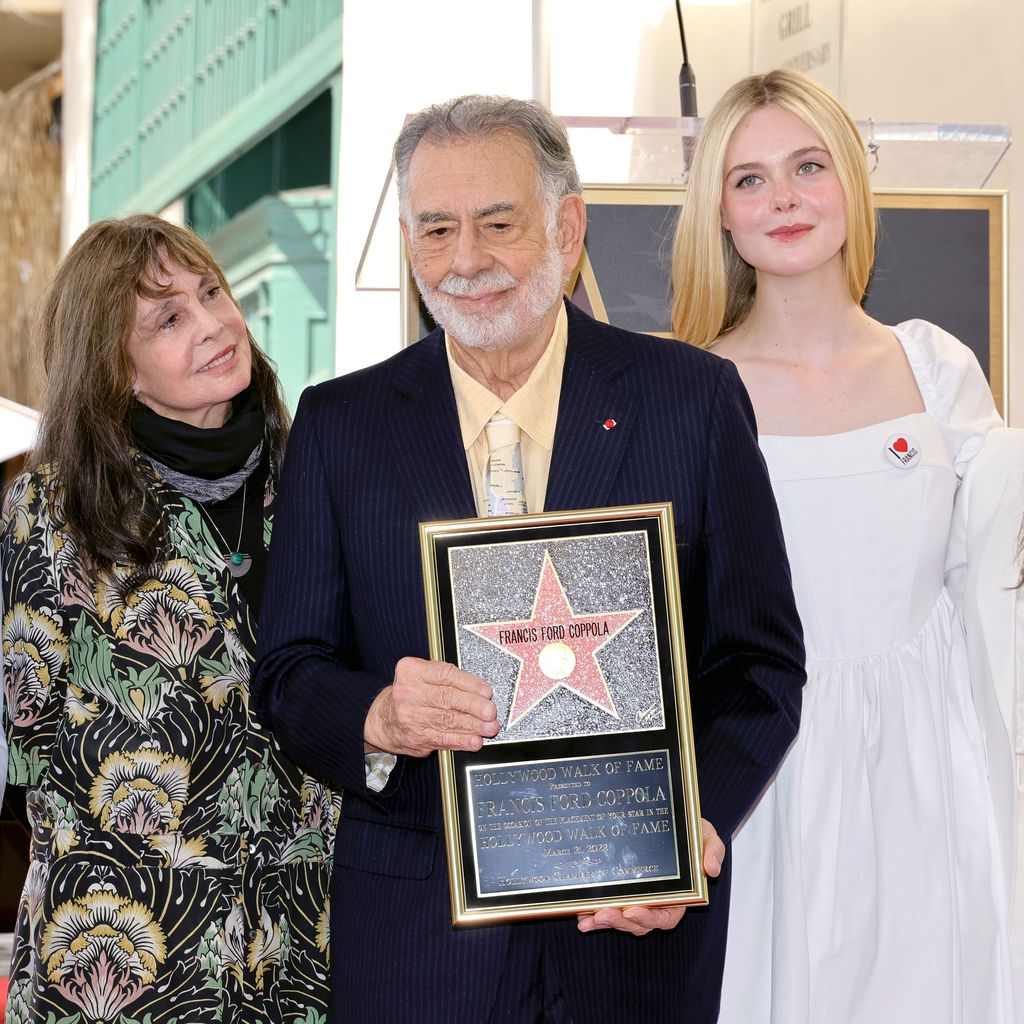 Talia Shire, Francis Ford Coppola und Elle Fanning auf dem Walk of Fame im März 2022