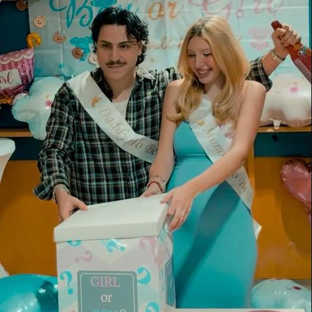 Tamara Hitz und ihr Verlobter bei ihrer Gender-Reveal-Party, Dezember 2025