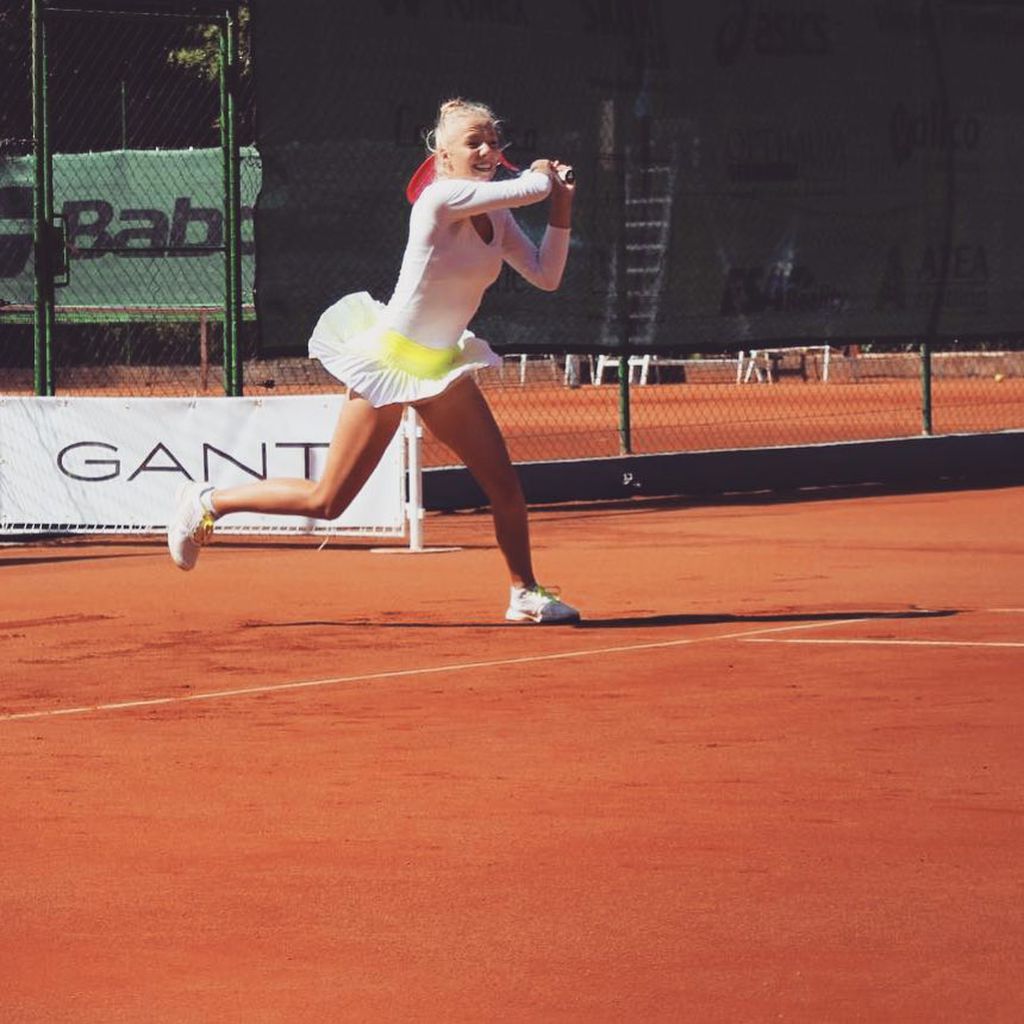 Tayisiya Morderger bei einem Tennisturnier in Tschechien, Juni 2017