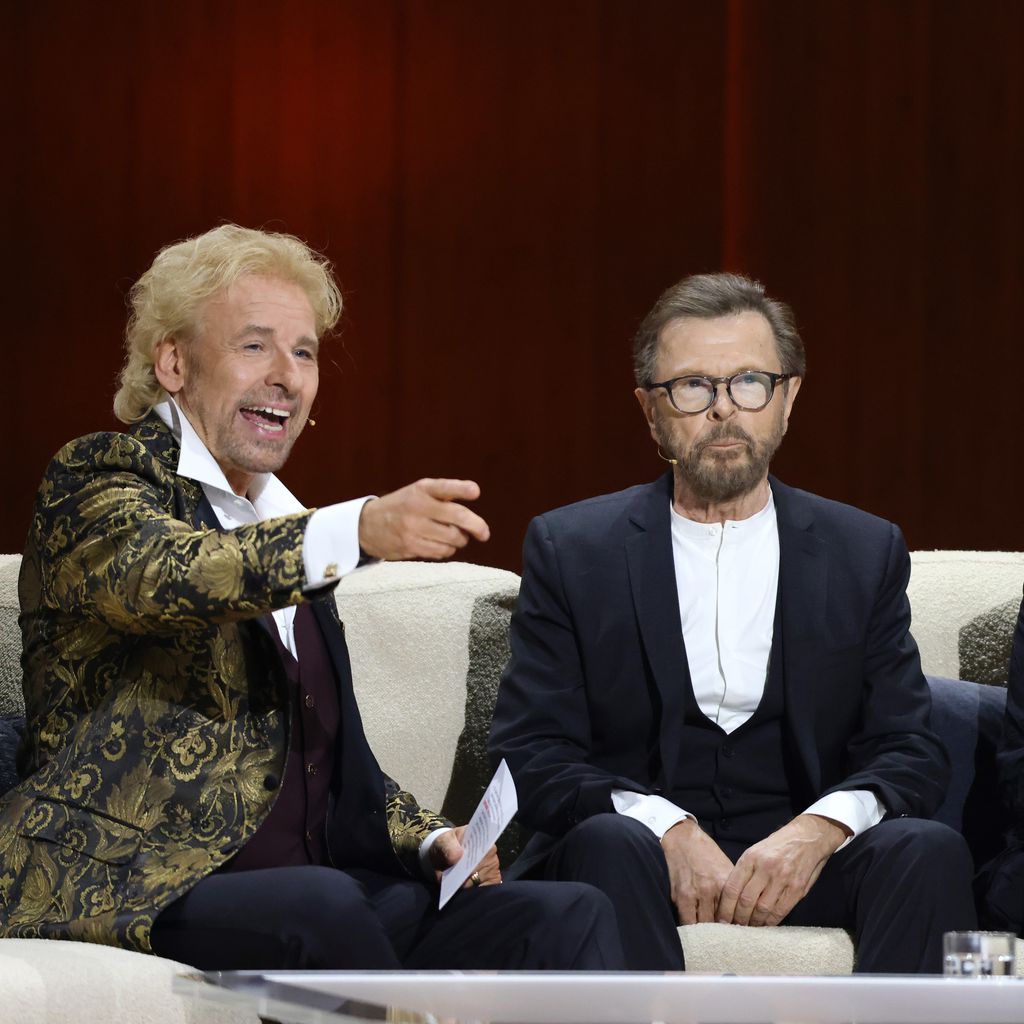 Thomas Gottschalk mit Björn Ulvaeus und Benny Andersson von ABBA