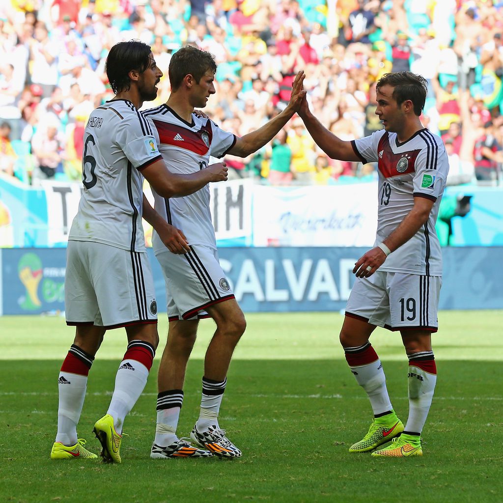Sami Khedira, Thomas Müller und Mario Götze beim WM-Auftakt 2014