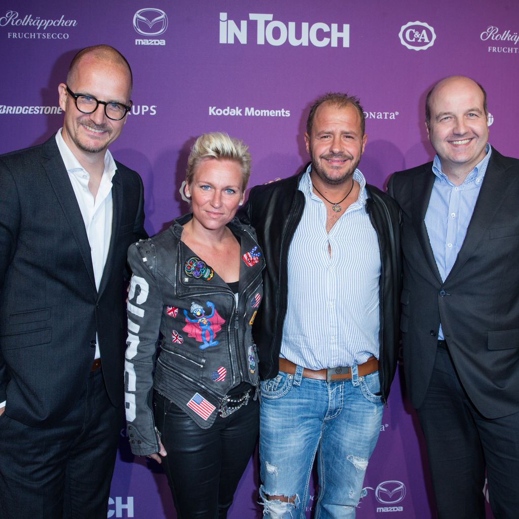 Tim Affeld, Jana Windolph, Willi Herren und Dirk Wiedenmann 2015 bei einer Party