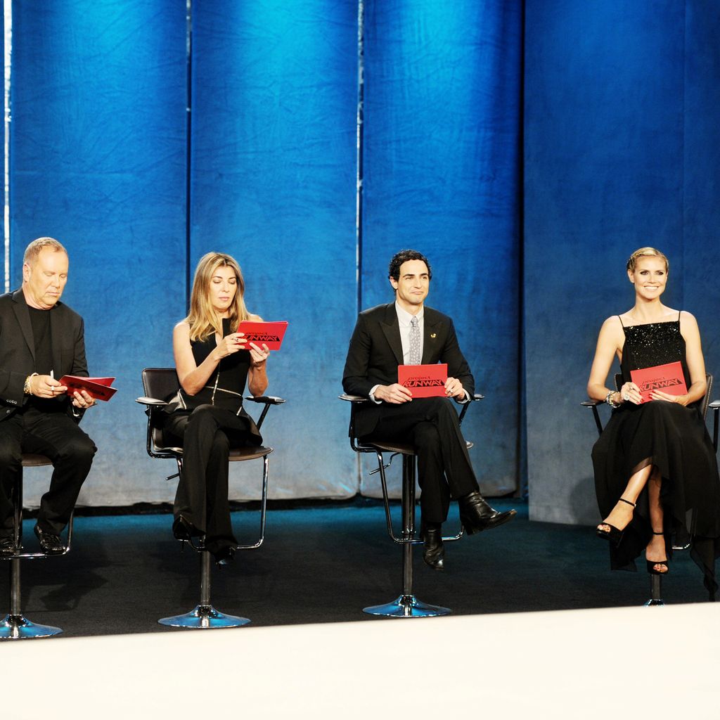 Tim Gunn, Michael Kors, Nina Garcia, Zac Posen und Heidi Klum in einer Episode von "Project Runway"