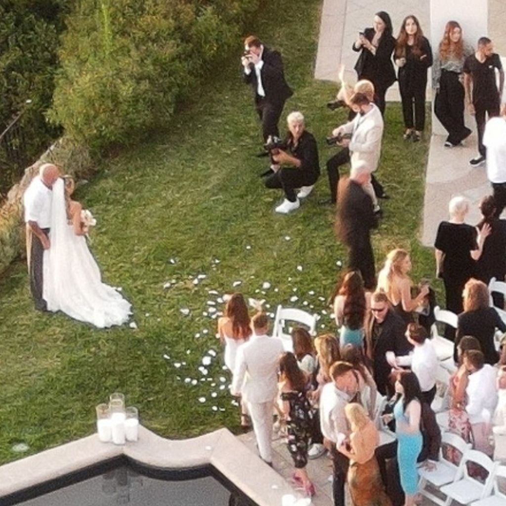 Tish Cyrus und Dominic Purcell auf ihrer Hochzeit, August 2023