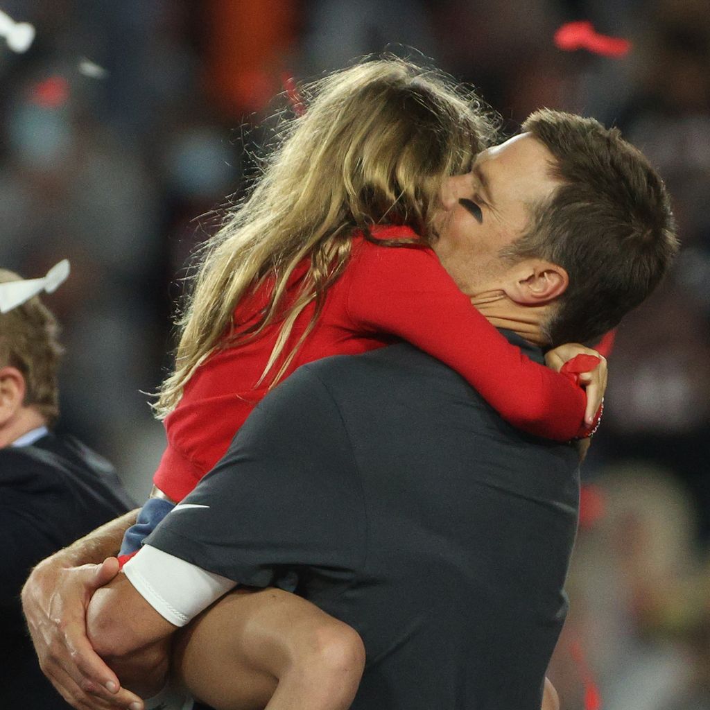 Tom Brady, Vivian Brady, 7, Februar in Florida beim Super Bowl (Photo by Patrick Smith/Getty Images)