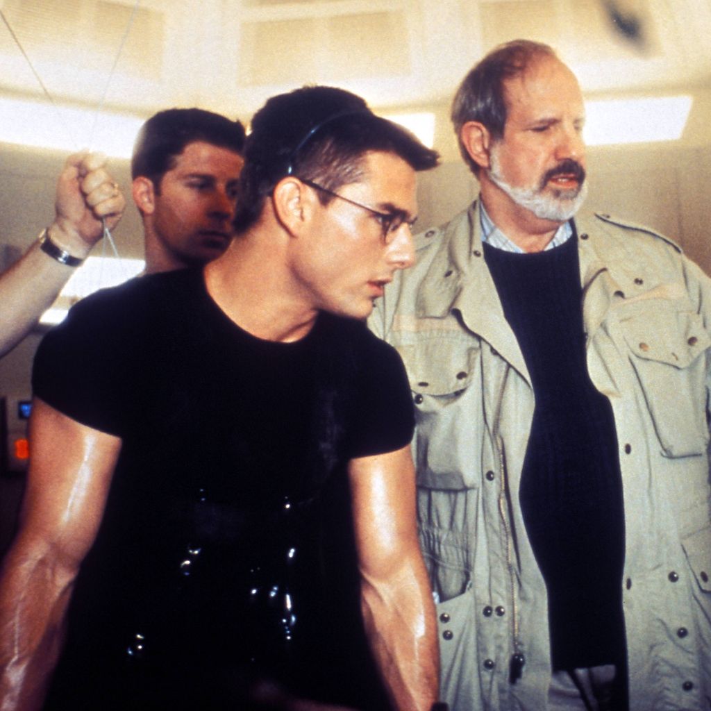 Tom Cruise und Regisseur Brian De Palma am Set von "Mission: Impossible" (1996)