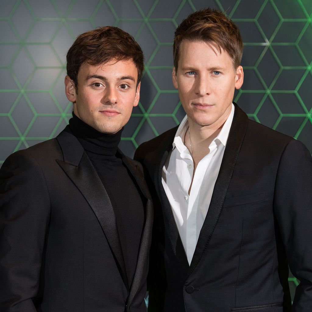 Tom Daley und Dustin Lance Black im Dezember 2018 auf einem Gala-Dinner in London