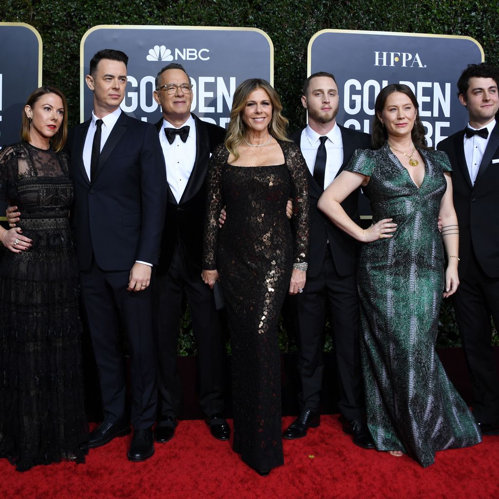 Tom Hanks und Rita Wilson mit ihrer Familie bei den Golden Globe Awards 2020