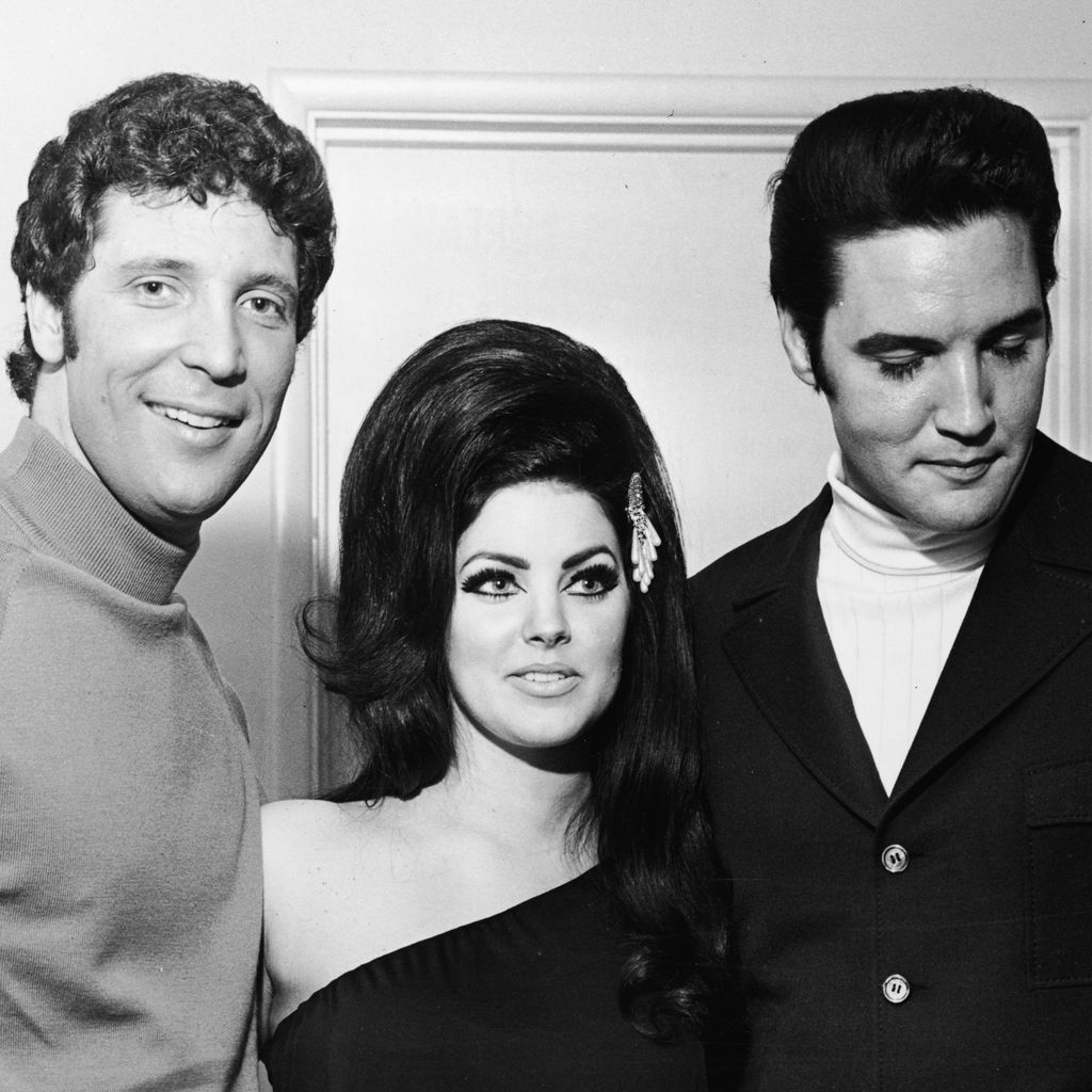 Tom Jones, Priscilla und Elvis Presley im Juli 1971 in Las Vegas