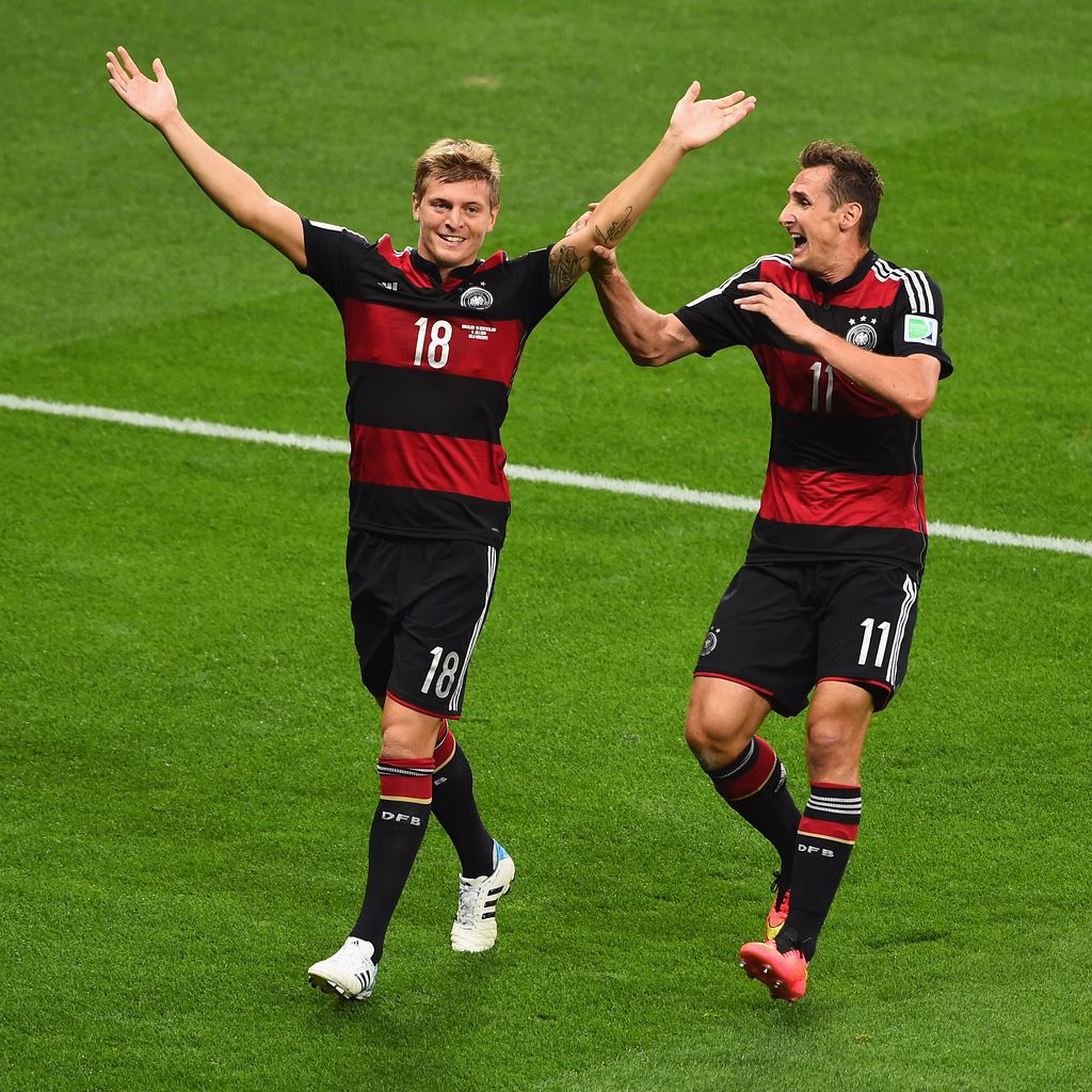 Toni Kroos und Miroslav Klose im WM-Halbfinale 2014 gegen Brasilien