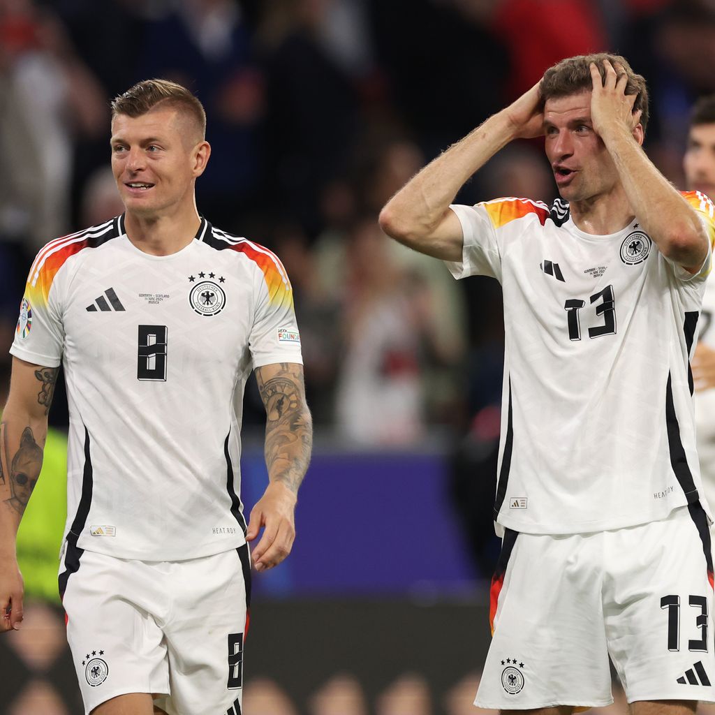 Toni Kroos und Thomas Müller beim EM-Auftakt 2024