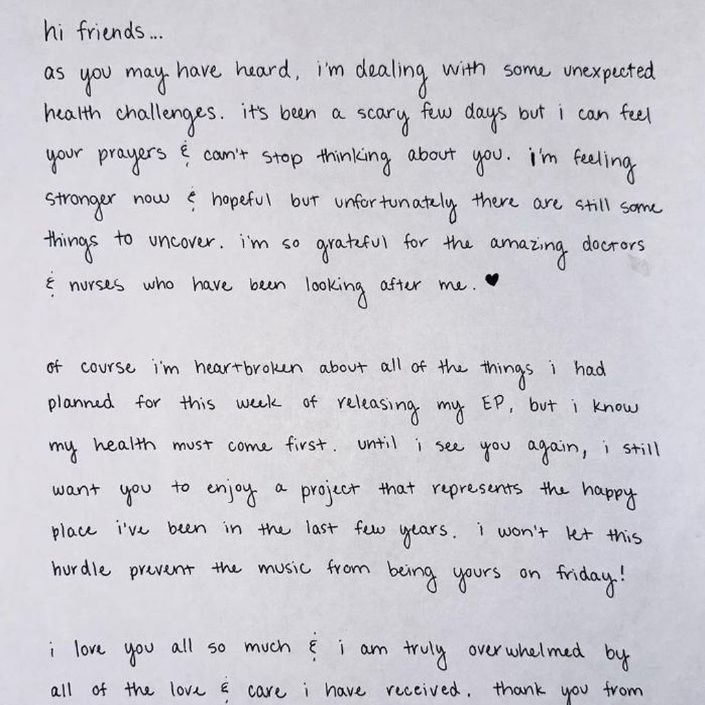 Tori Kellys Brief nach ihrem Krankenhausaufenthalt, Juli 2023