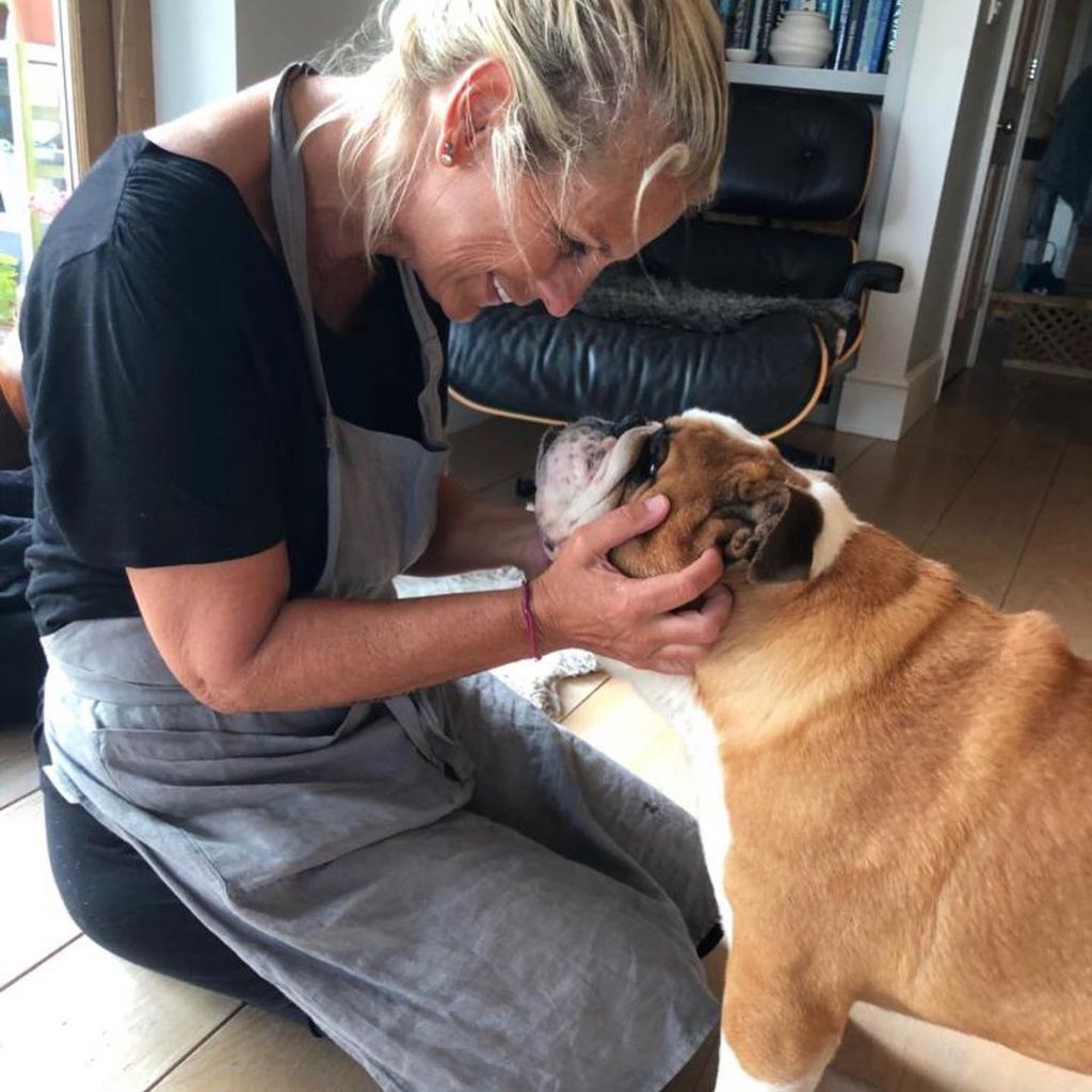 Ulrika Jonsson und ihre Bulldogge Fella