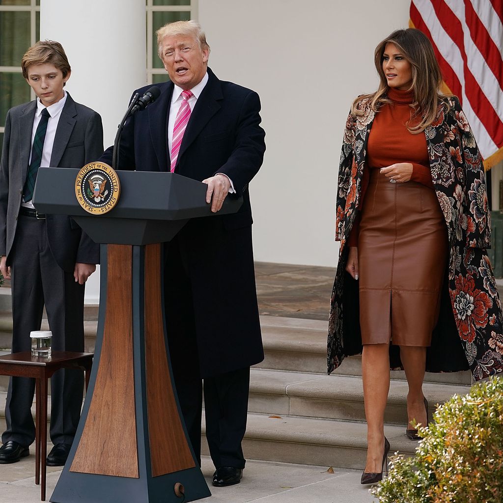 US-Präsident Donald Trump mit seiner Frau Melania und seinem Sohn Barron