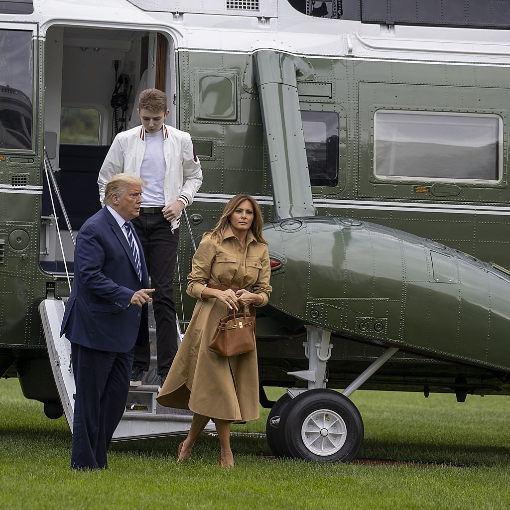 US-Präsident Donald Trump, sein Sohn Barron und seine Frau Melania, August 2020