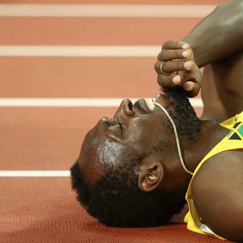 Usain Bolt im Finale der Männer-Staffel über 4x100 Meter bei der Leichtathletik-WM in London