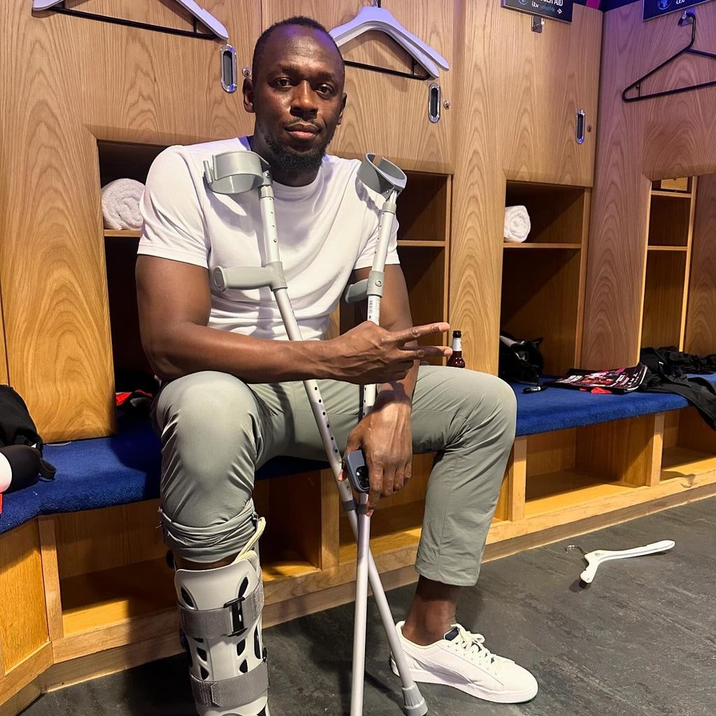 Usain Bolt verletzt nach dem "Soccer Aid for UNICEF 2024" in London