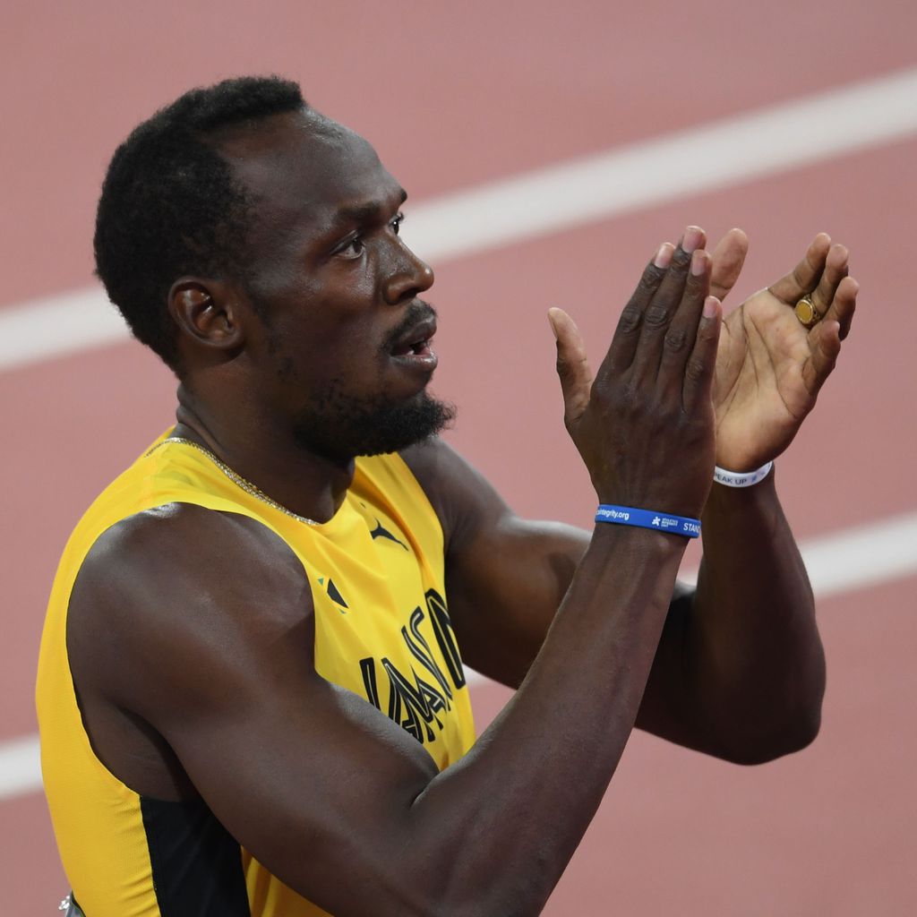 Usain Bolt nach seinem letzten Solo-Wettkampf bei der WM in London